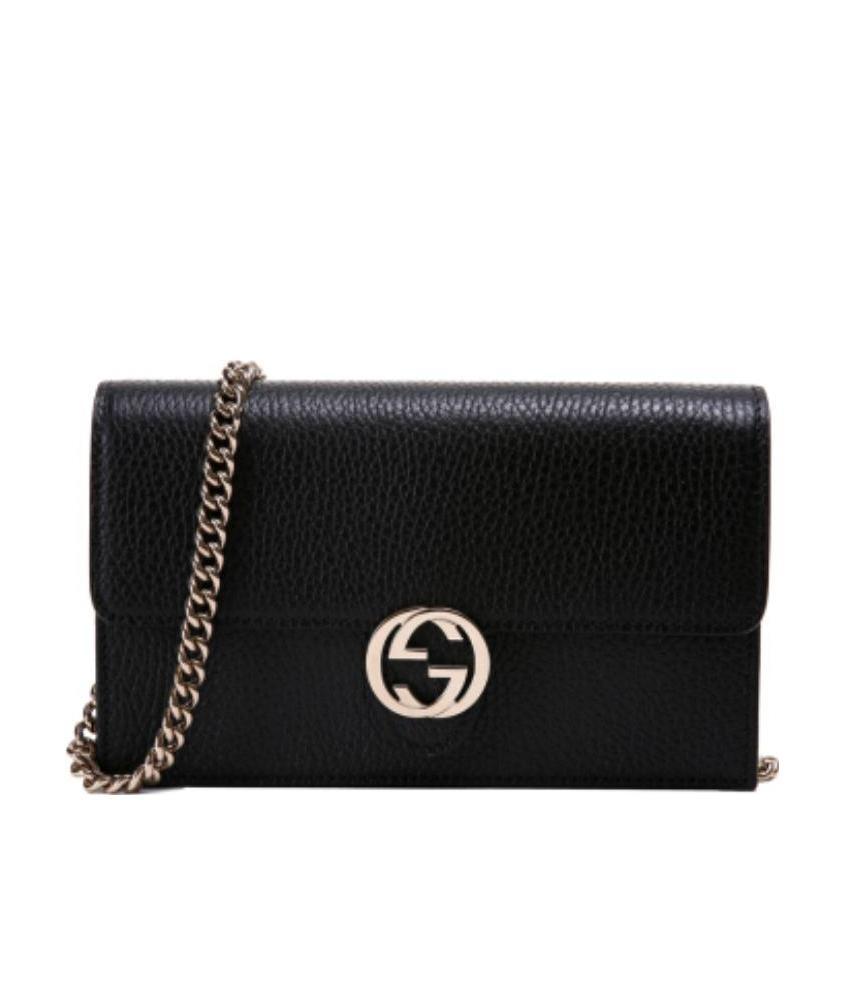 Gucci Litchi Pattern Chain Shoulder Bag In Black