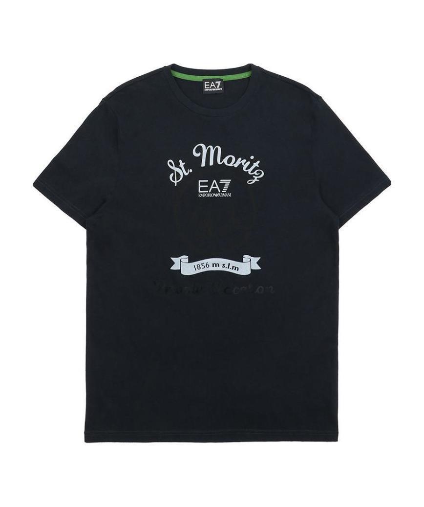 Ea7 Logo Round-necked T-shirt In Black