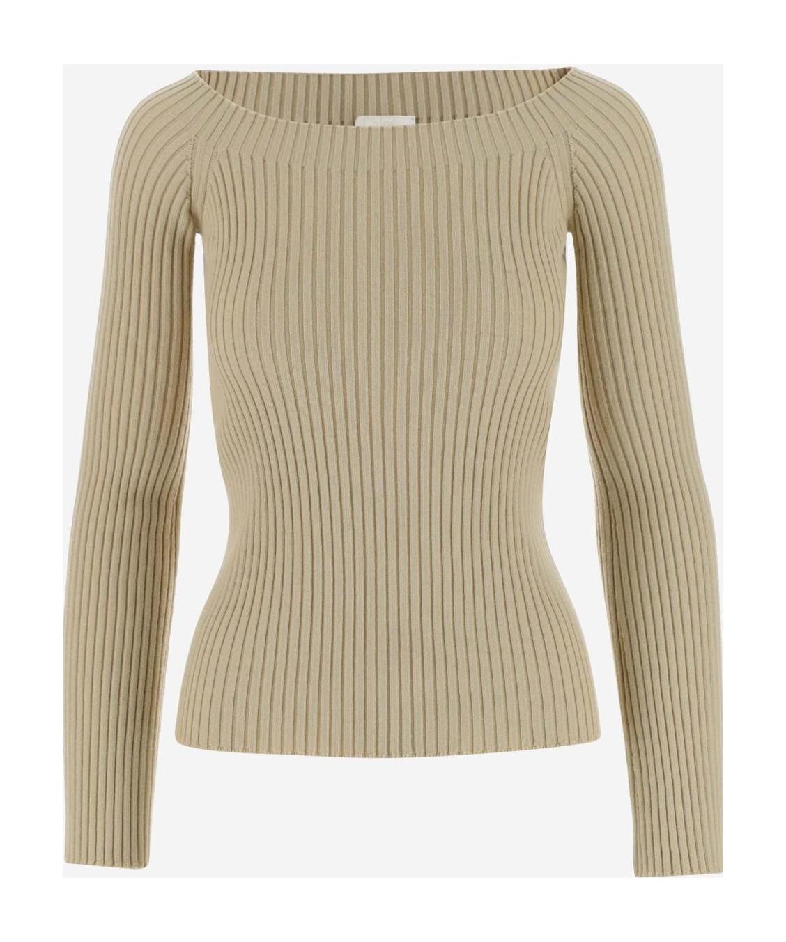 Chloé Logo Knitted Pullover In Nude