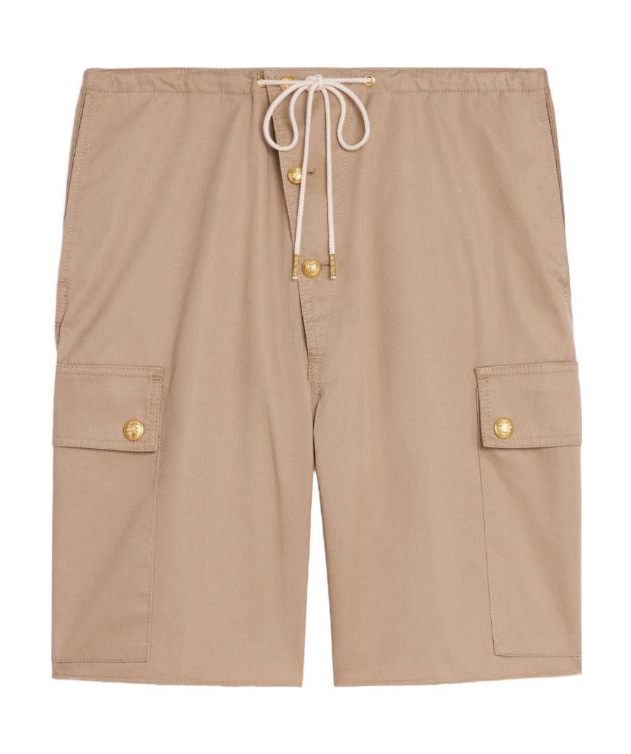 Celine Technology Cotton Work Shorts In Light Brown