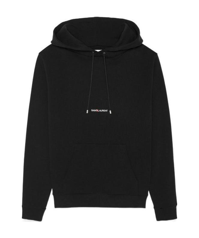 Saint Laurent Logo Hoodie Sweatshirt In Black