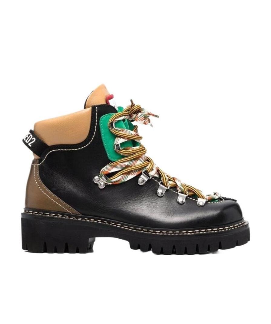 Dsquared2 Hiker Style Leather Boots In Black