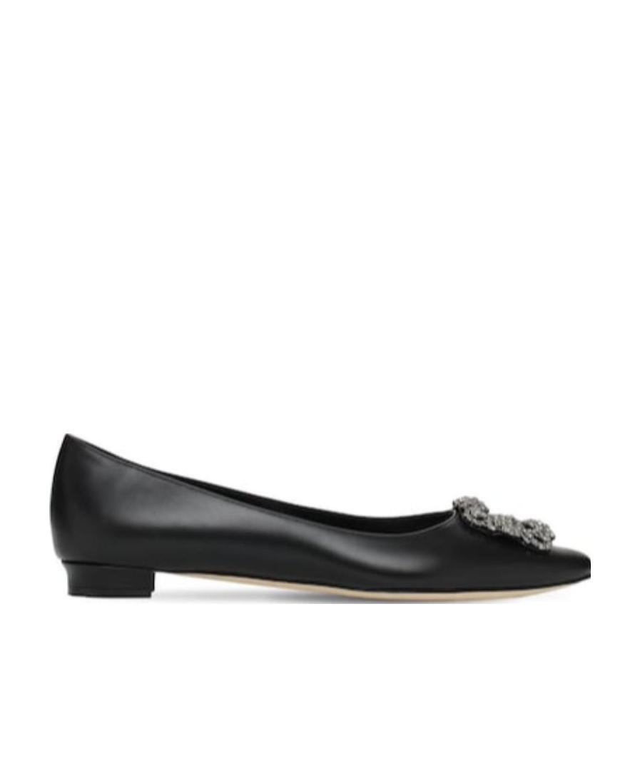 Manolo Blahnik Black Pointed Flat Shoes