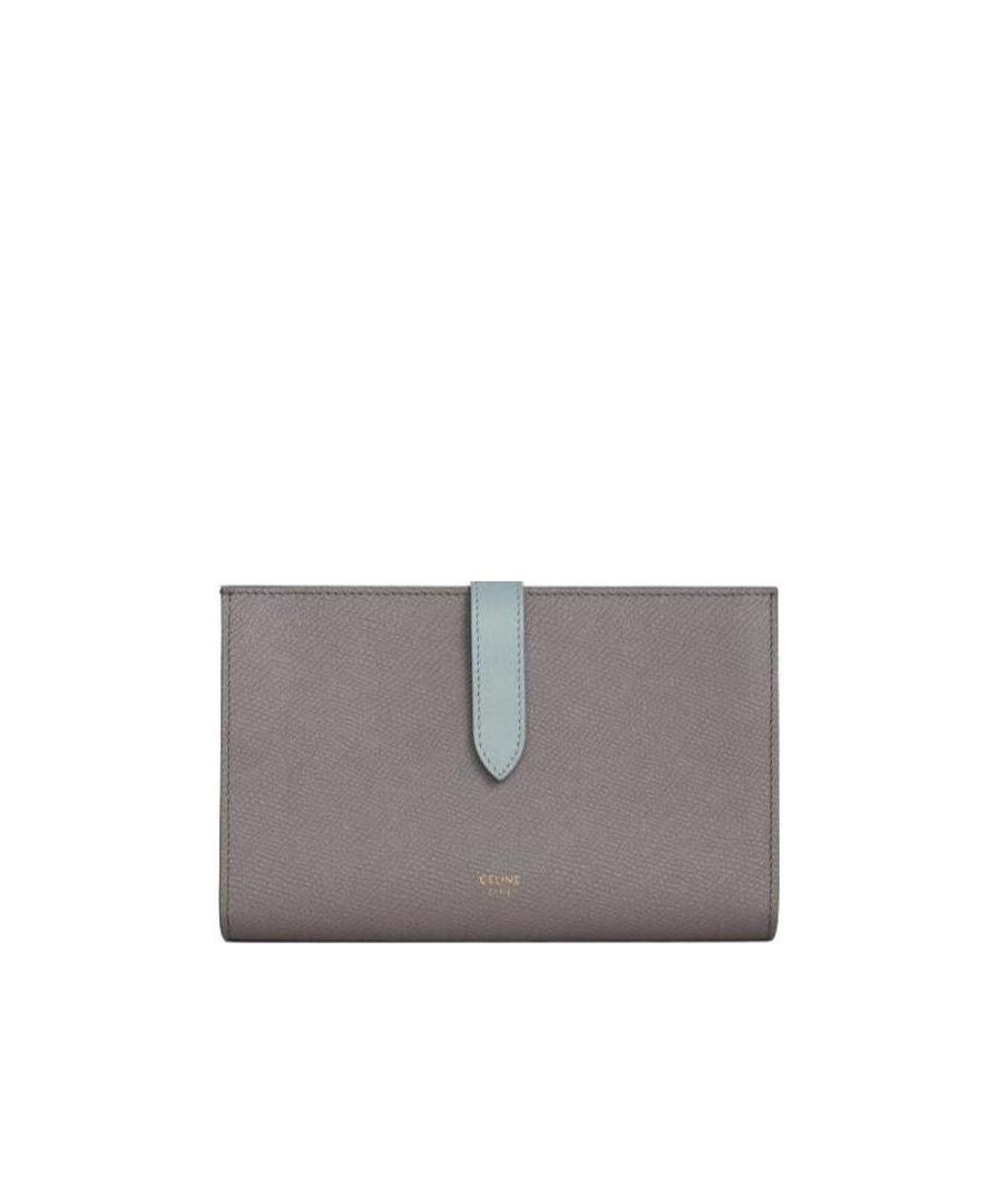 Celine Large Grain Cow Leather Two-color Ribbon Purse In Gray