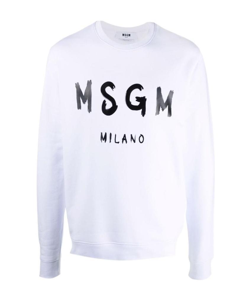 Msgm Logo-print Cotton Sweatshirt In White