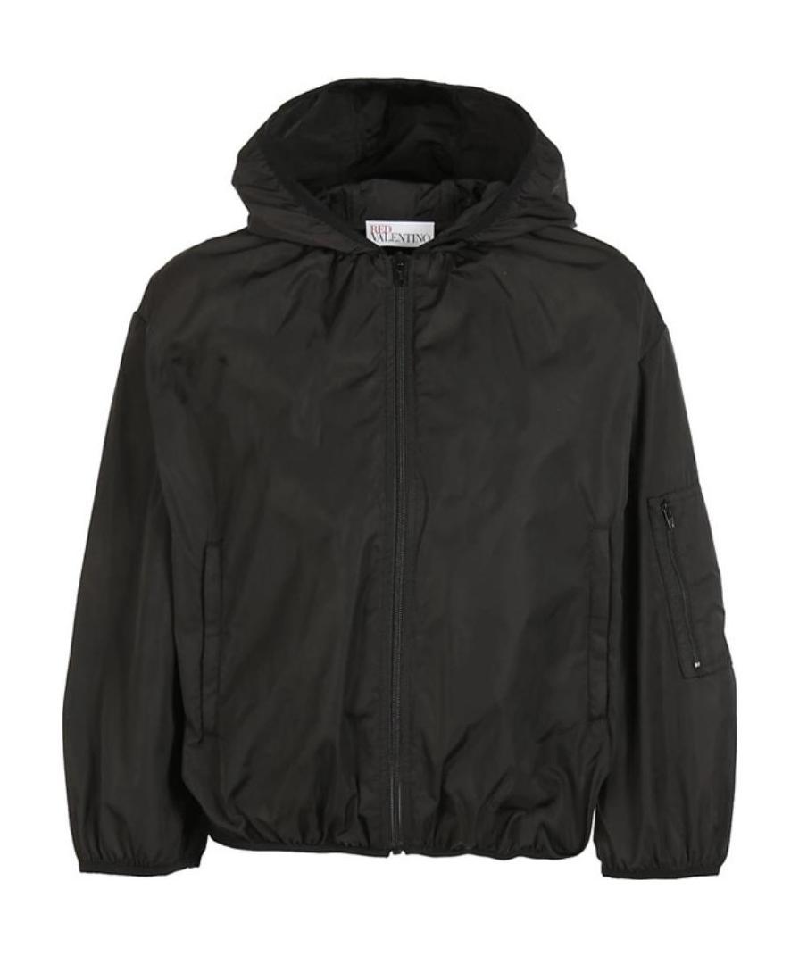 Red Valentino Hooded Casual Jacket In Black