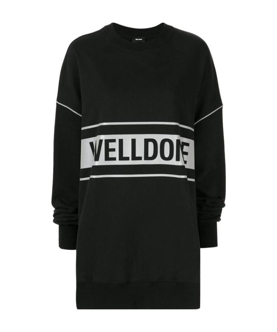 We11 Done Logo Round Neck Sweater In Black