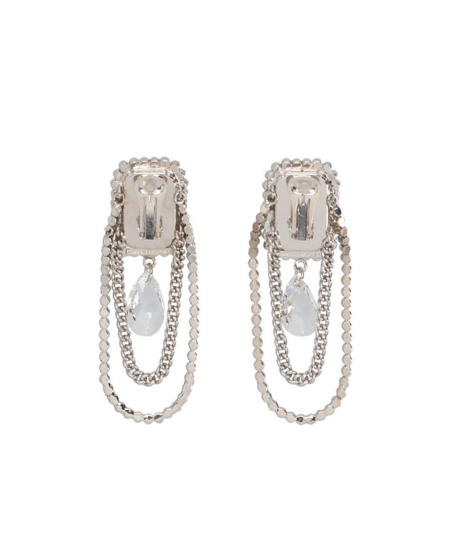 Alessandra Rich Crystal-embellished Drop Chain Earrings In Silver