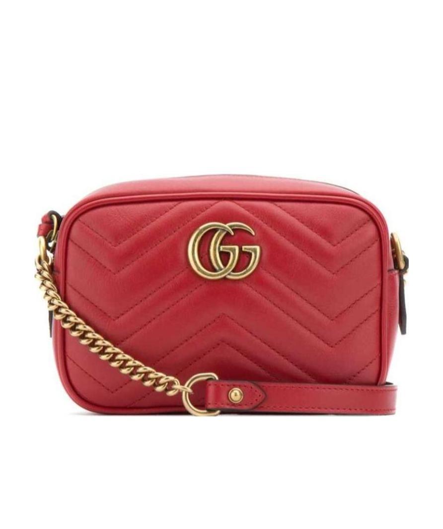 Gucci Gg Marmont Mini Matelasse Leather Camera Bag In Red