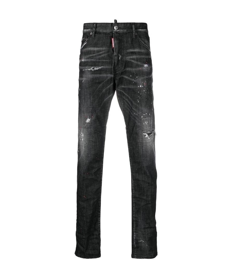 Shop Dsquared2 Ripped Straight-leg Jeans In Black