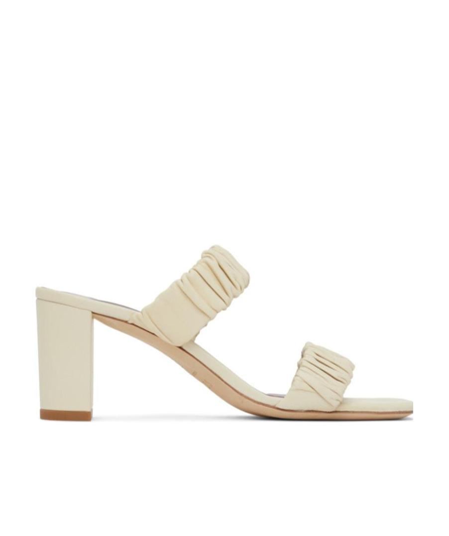 Staud Ruched Double-strap High-heel Sandals In Nude