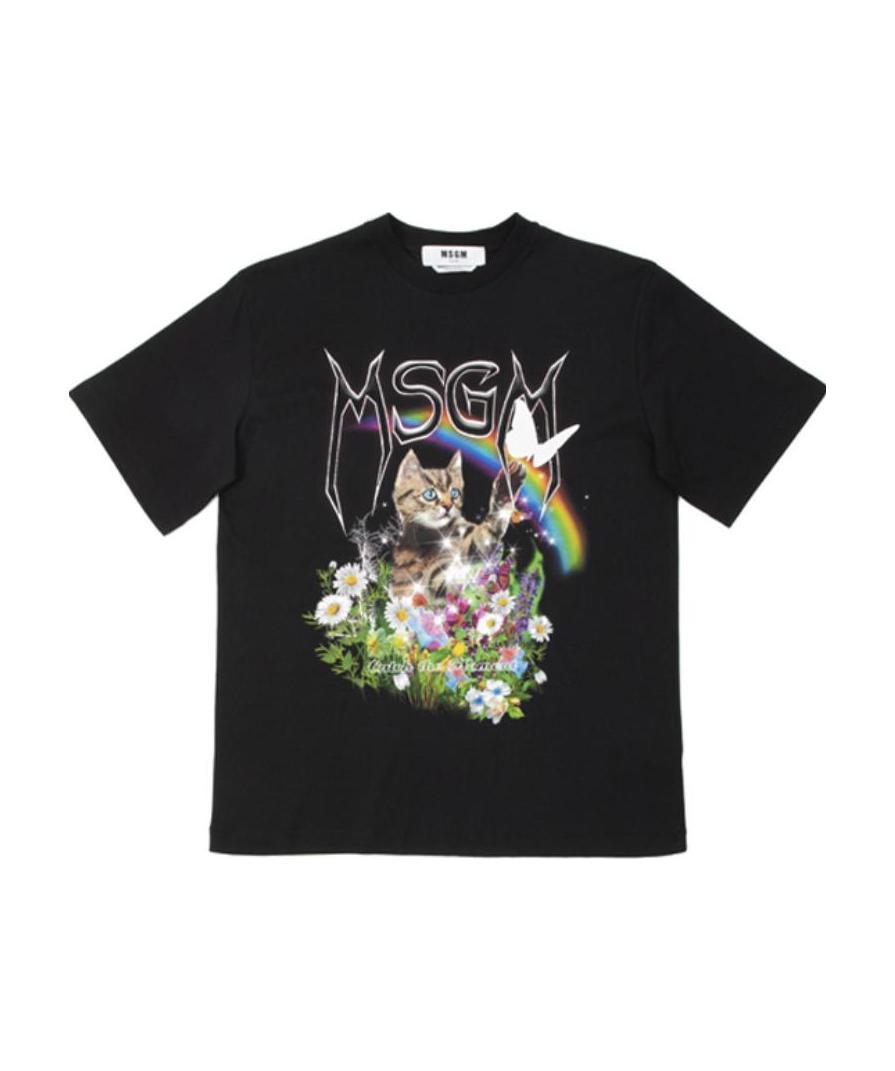 Msgm Printed Short-sleeved T-shirt In Black