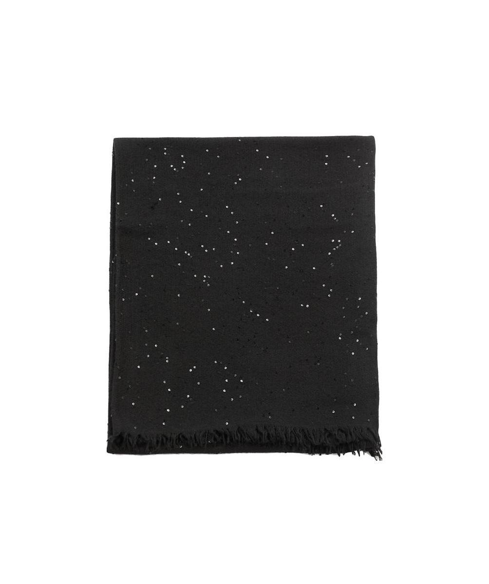 Brunello Cucinelli Sequin-embellished Cashmere-silk Blend Scarf In Black