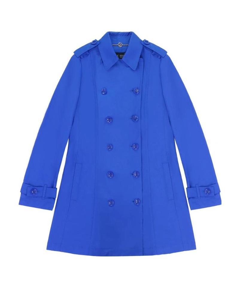 Armani Jeans Double-breasted Medium-length Trench Coat In Blue