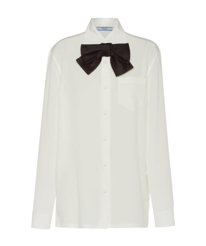 Prada Bow-detail Buttoned Blouse In White
