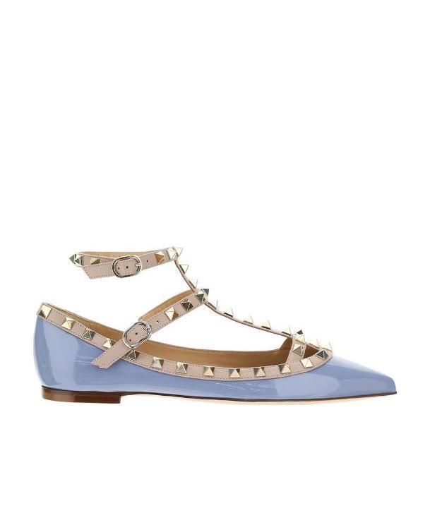 Valentino Garavani Rockstud Ballet Flats In Brown