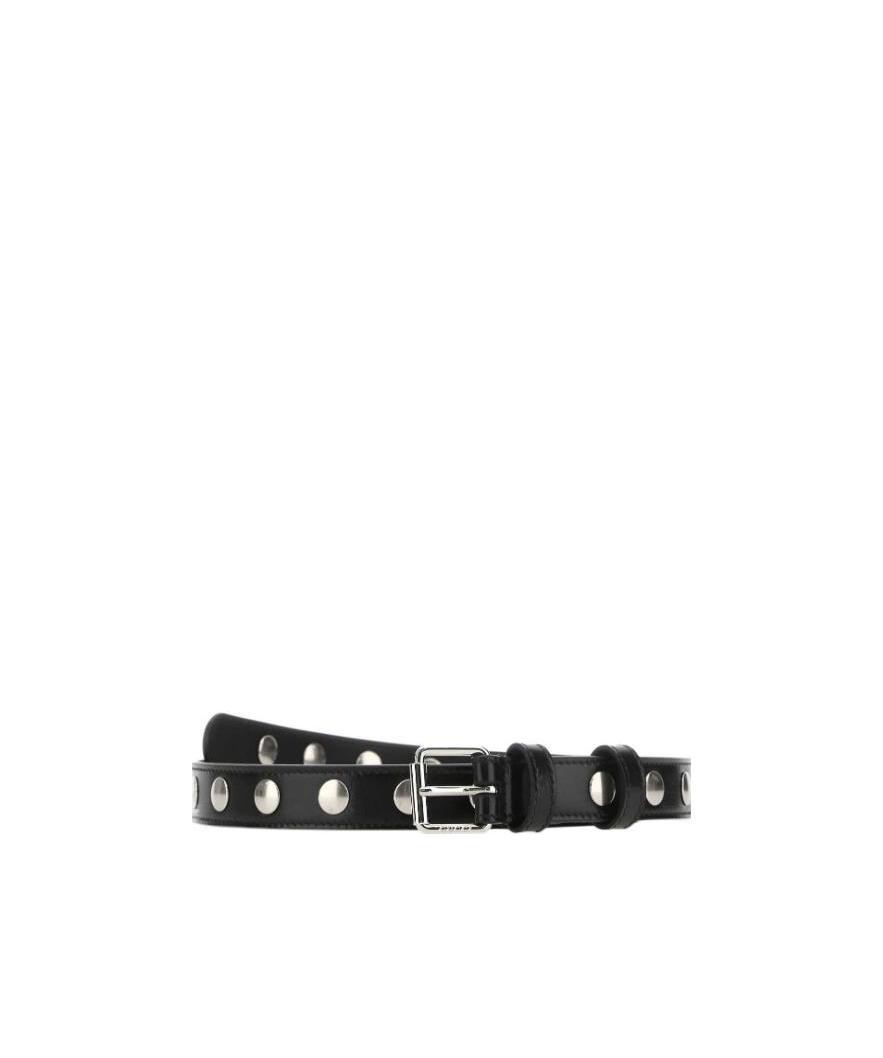 Gucci Adjustable Leather Belt With Silver Buckle In Black