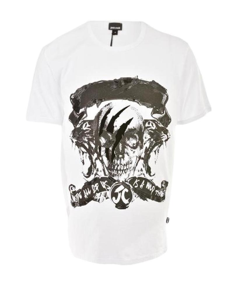 Just Cavalli T-shirt With Round Neck And Short Sleeves In White