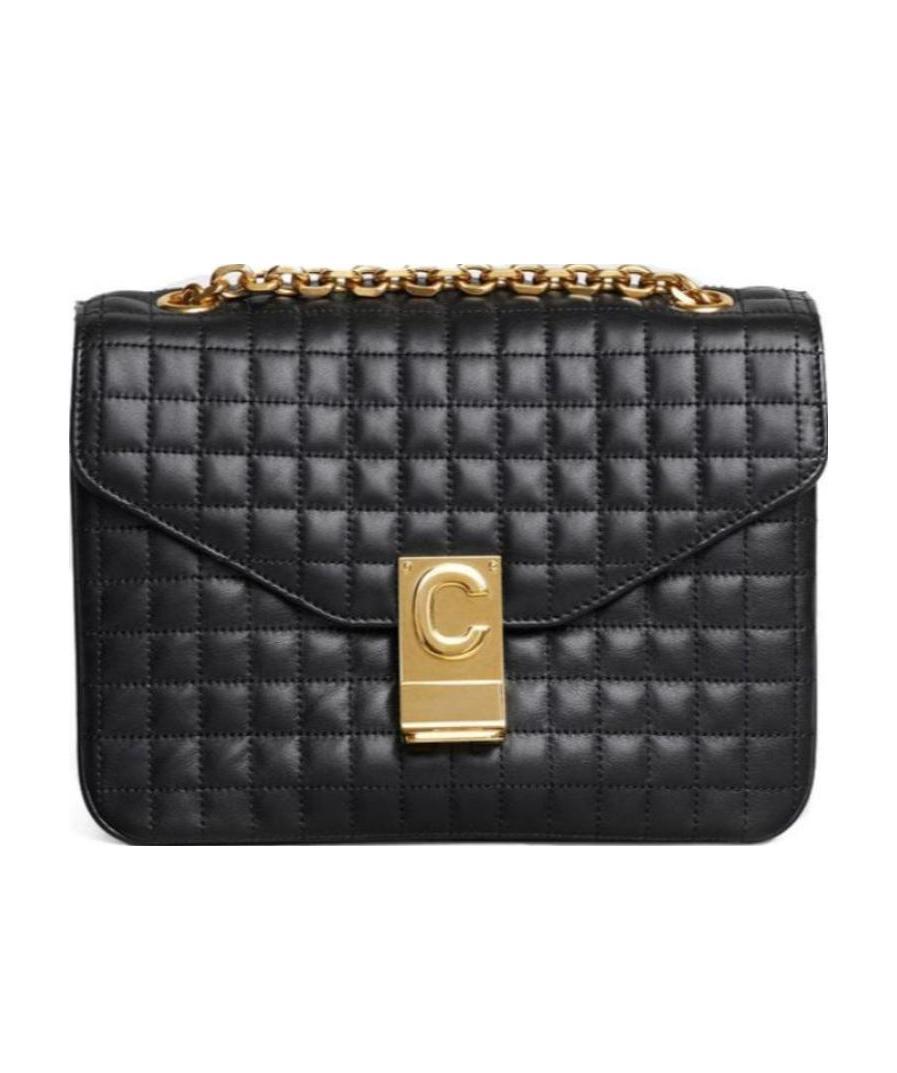 Celine C Bag Medium Cow Leather Quilted Handbag In Black