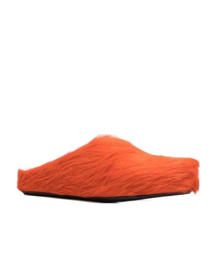 Marni Men Fussbett Sabot Hairy Mules In Orange