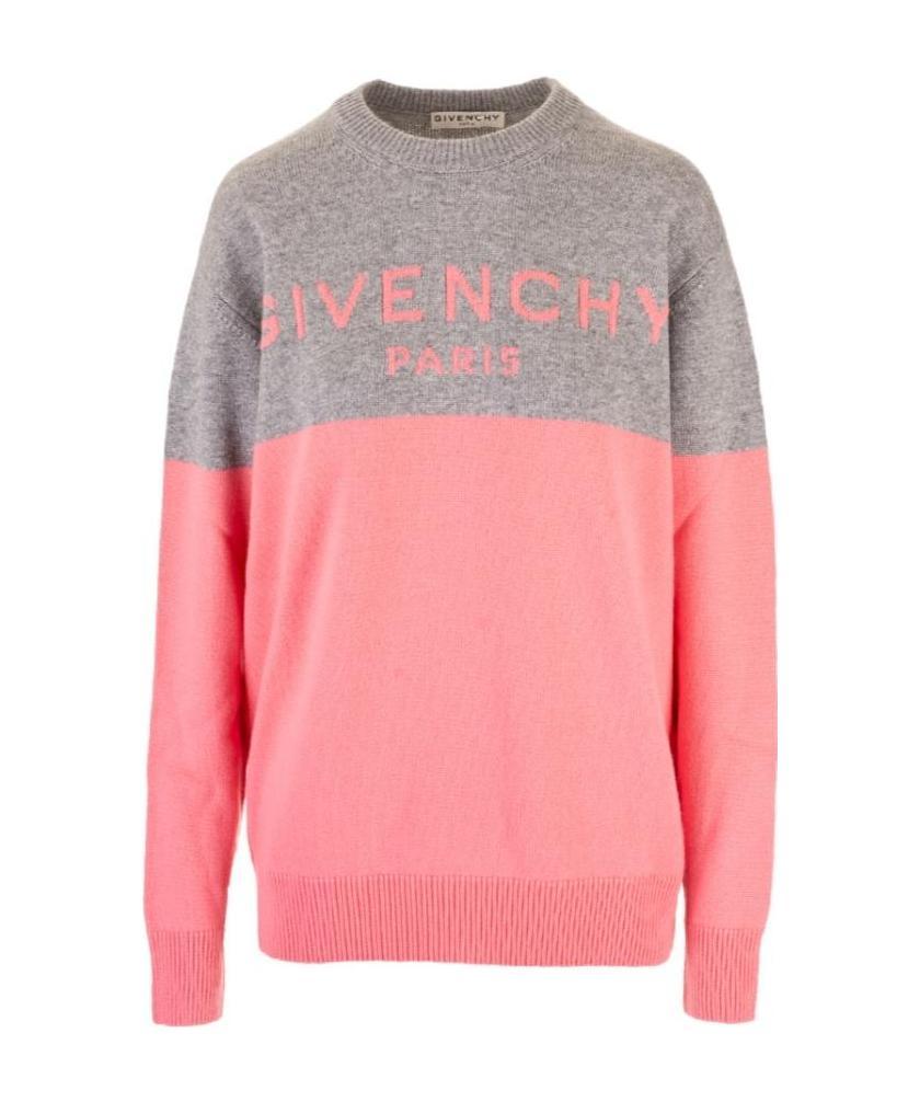 Givenchy Colour Block Logo Cashmere Jumper In Pink