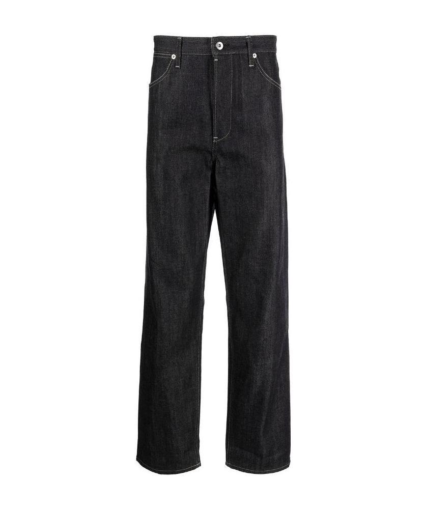 Jil Sander Blue Jeans With Belt Loops And Logo Patch On The Rear In Denim Man In Black