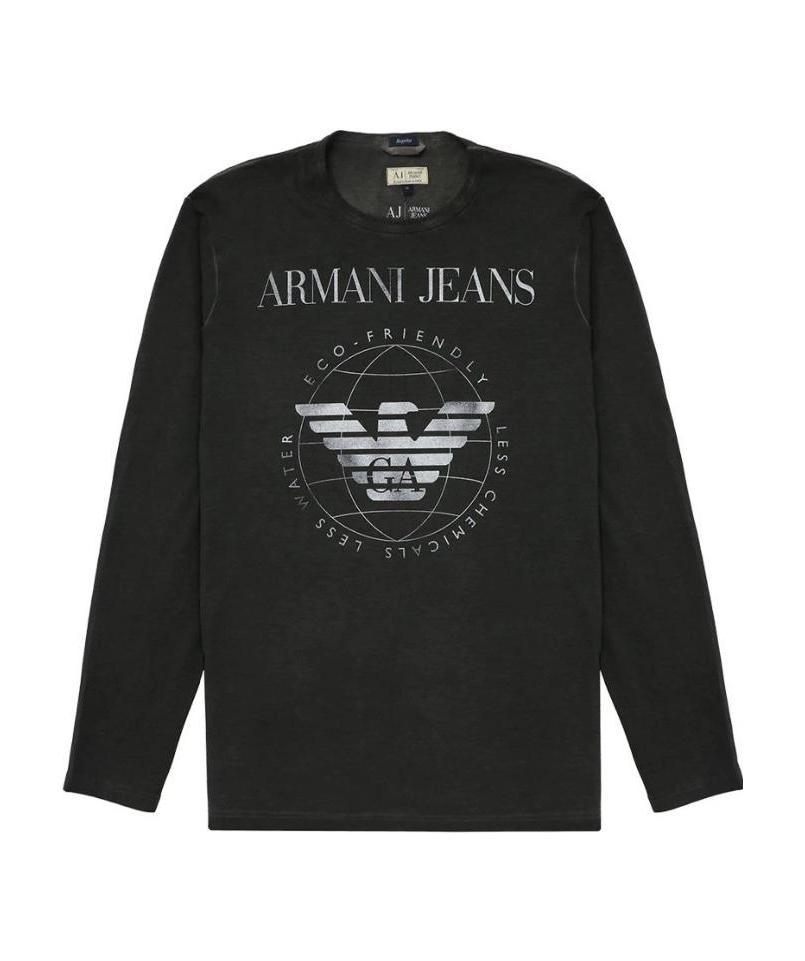 Armani Jeans Logo Details Long-sleeved T-shirt In Black