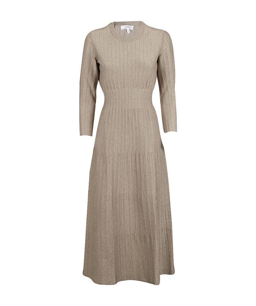 Barbara Casasola Round Neck Long-sleeved Dress In Nude