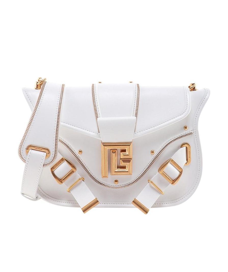 Balmain Logo-plaque Shoulder Bag In White