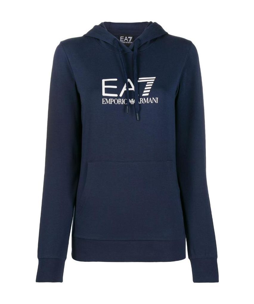 EA7 LOGO-PRINT HOODED SWEATSHIRT 