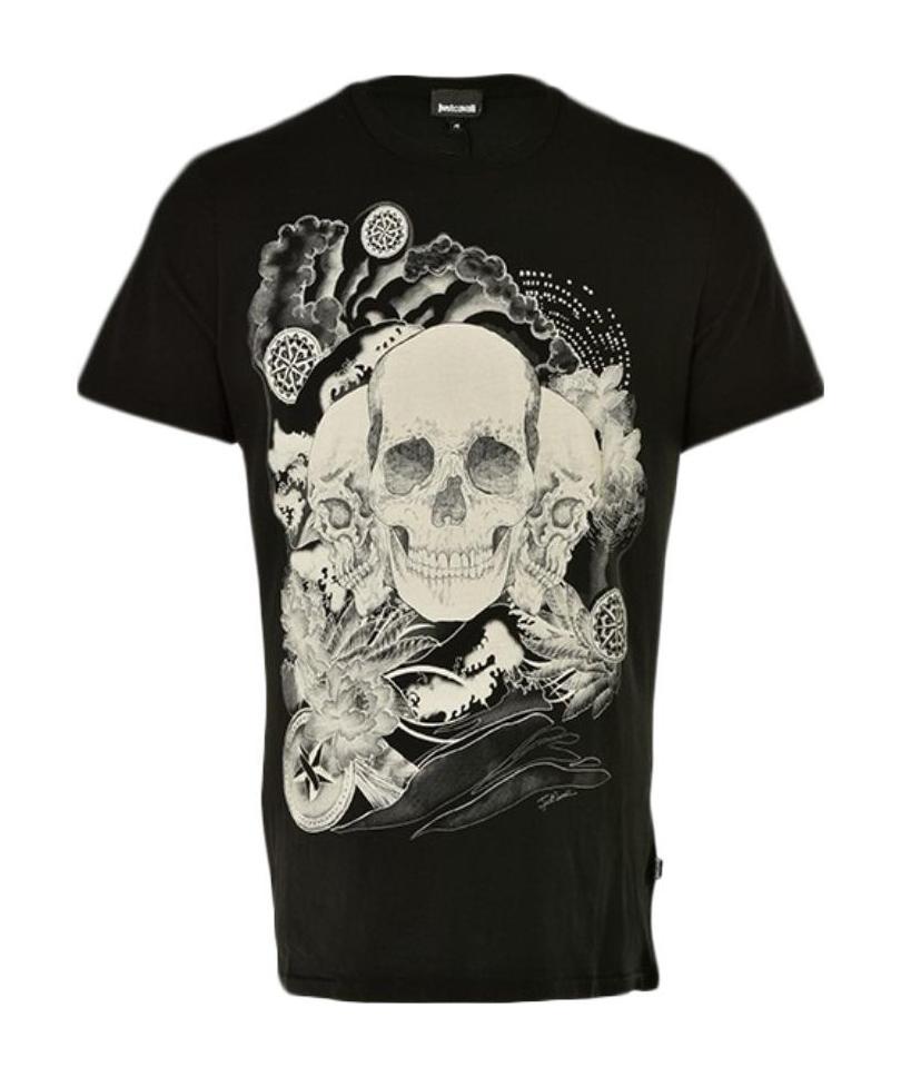 Just Cavalli Skull Printed Short-sleeved T-shirt In Black