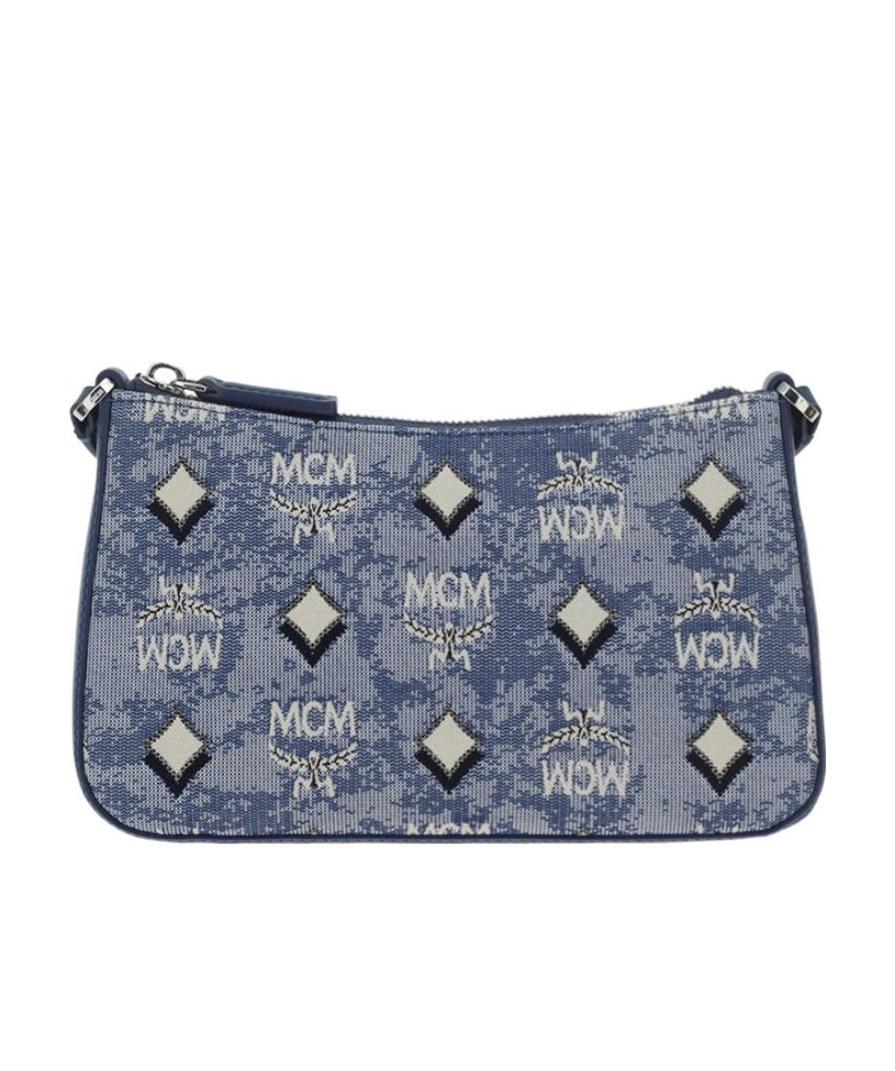 Mcm Logo Shoulder Bag In Gray