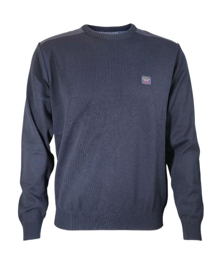 Paul & Shark Navy Blue Round-neck Logo Pullover In Black