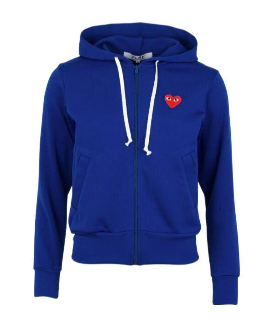 Shop Comme Des Garçons Play Hooded Zipper Casual Jacket In Blue