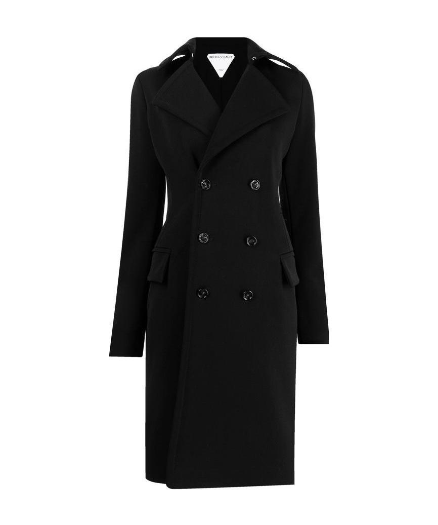 Bottega Veneta Women's Double-breasted Calvary Wool Coat In Black