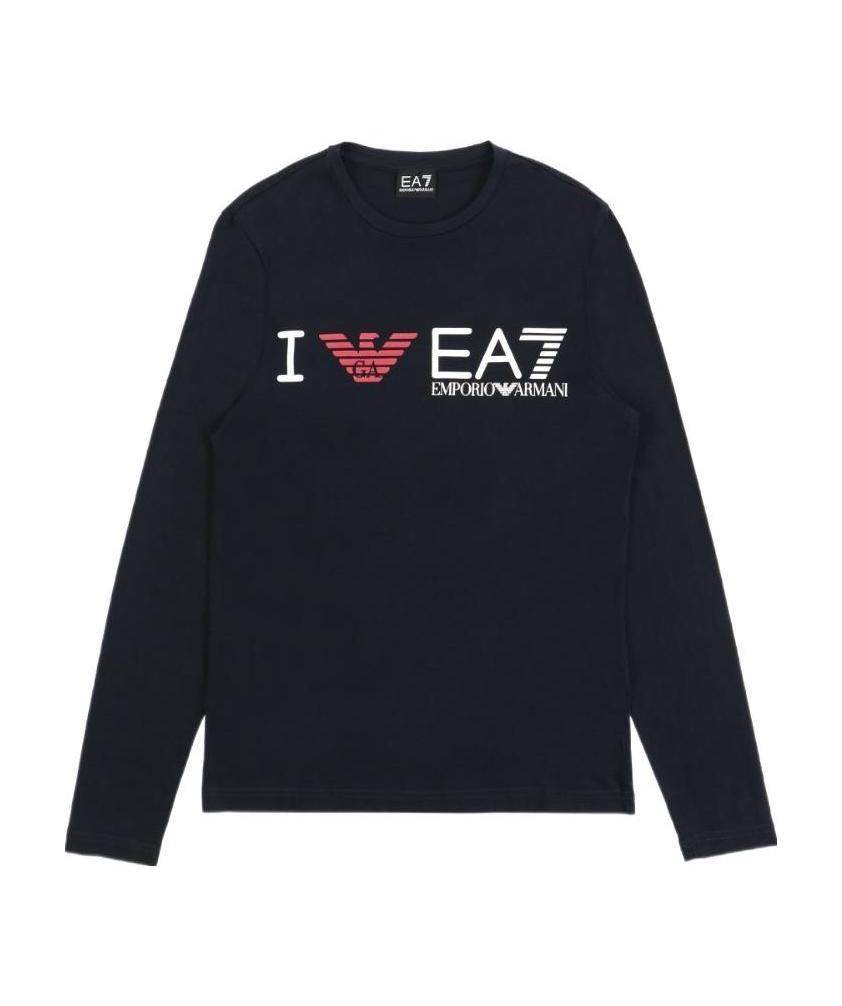 Ea7 Logo T-shirt With Round Neck In Black