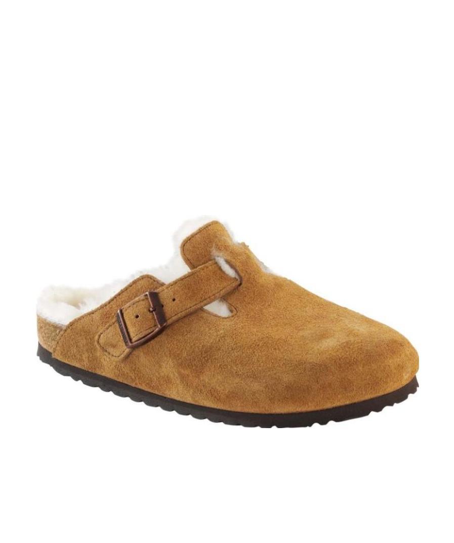 Birkenstock Boston Shearling Slippers In Brown