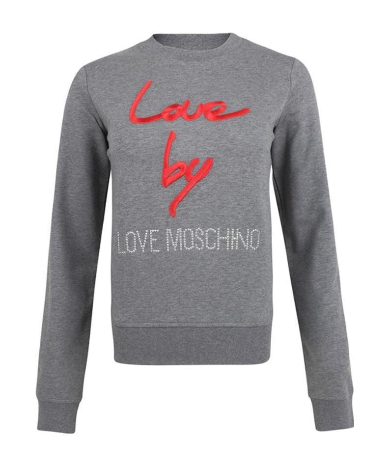 Moschino Letter Printed Round Neck Sweater In Gray