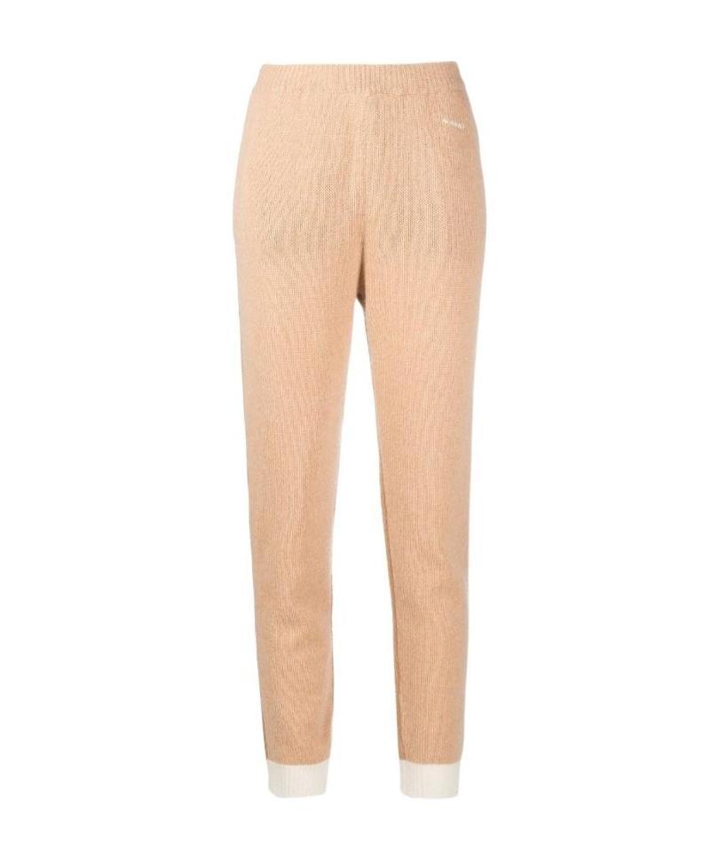 Marni Ribbed-knit Cashmere Trousers In Nude
