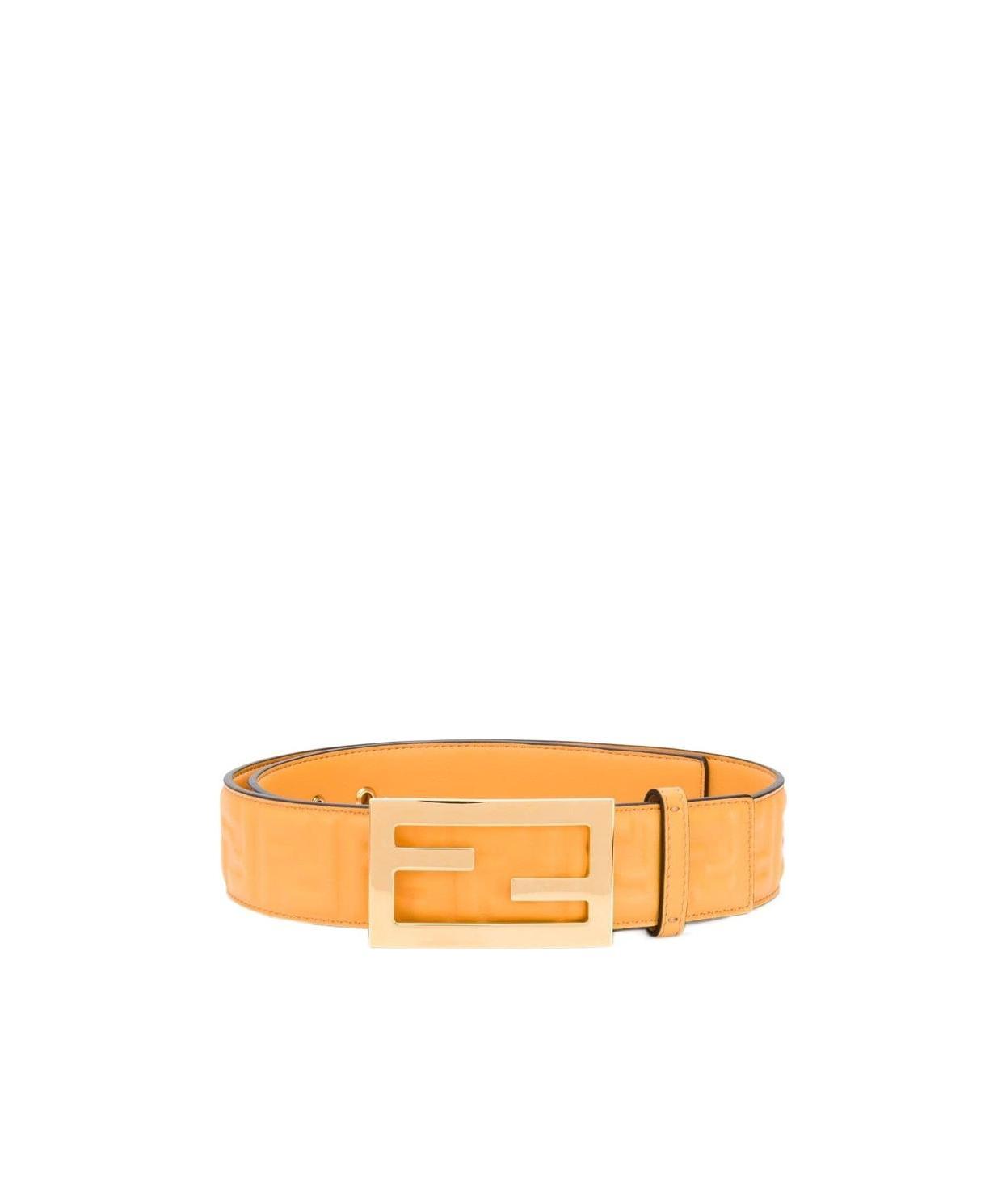 Fendi Baguette Embossed Logo Belt In Orange