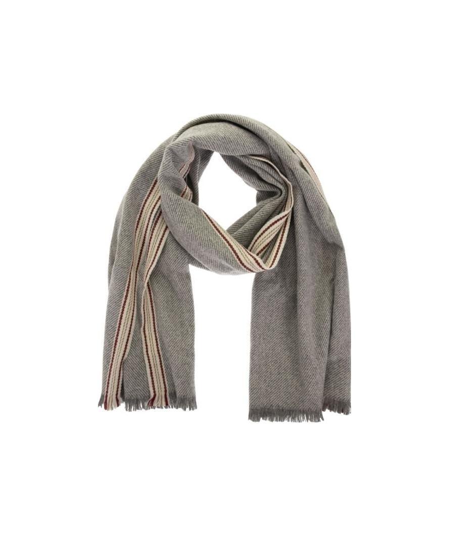 Brunello Cucinelli Cashmere Striped Scarf In Gray