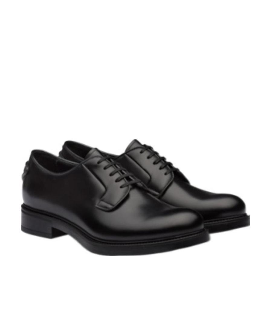Prada Lace-up Leather Derbies In Black