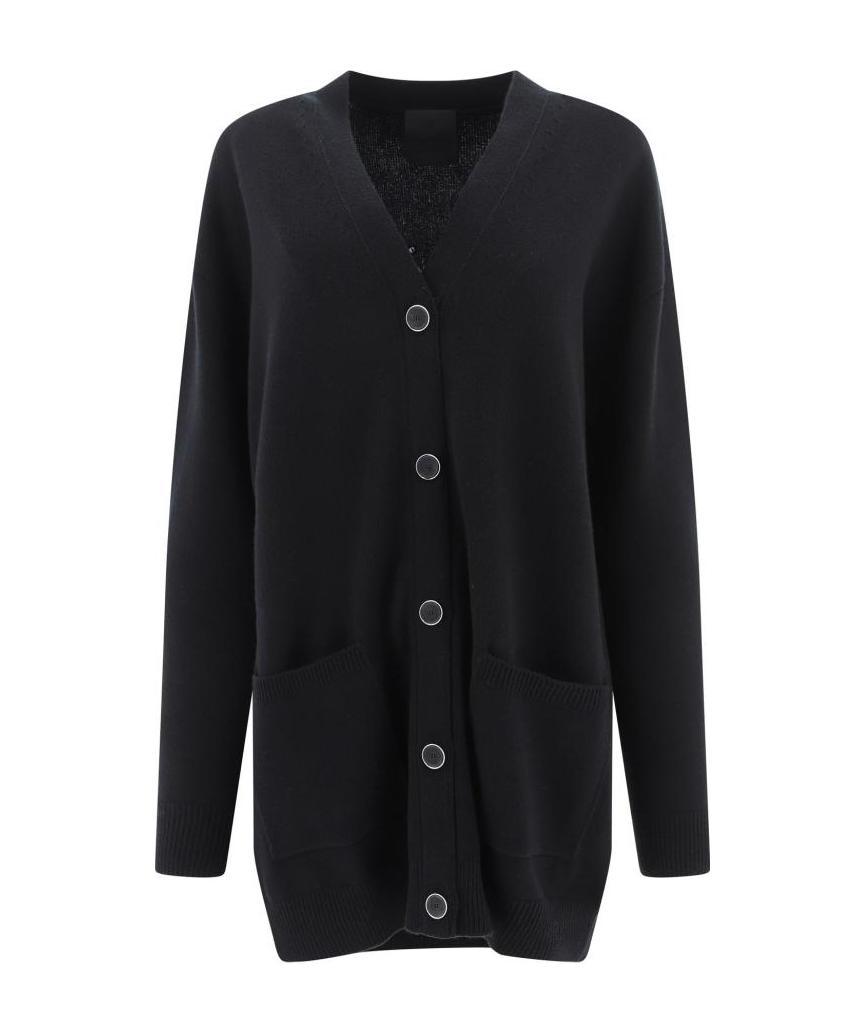 Givenchy Studded-logo Longline Cardigan In Black