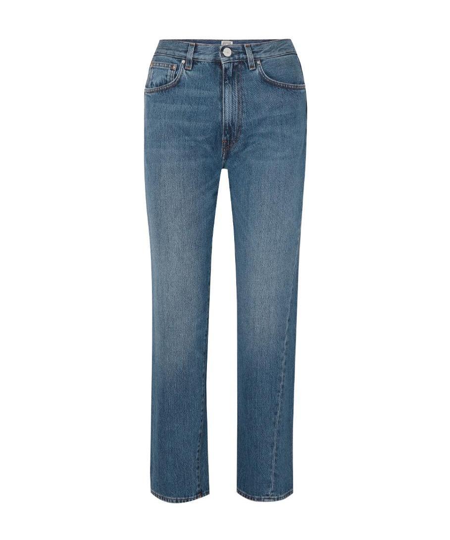 Totême Twisted Seam High-rise Straight-leg Organic-denim Jeans In Blue