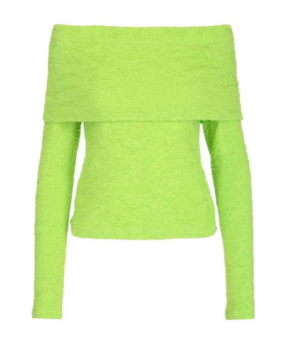 Msgm Embossed Fabric Fitted Top In Green