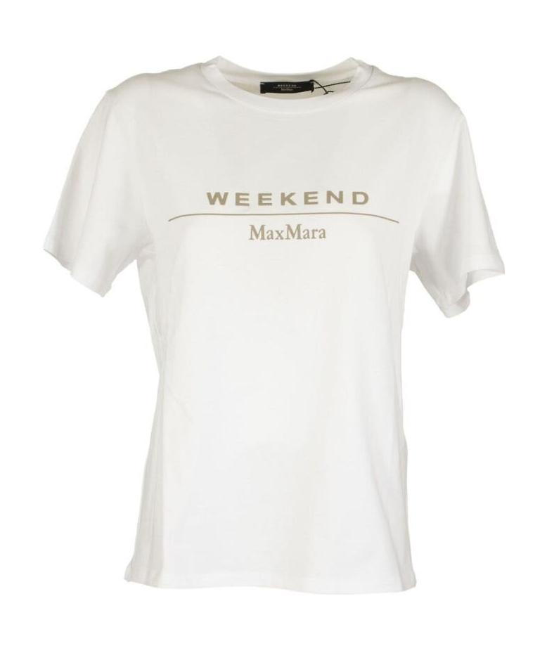 Weekend Max Mara Logo T-shirt With Round Neck In Gray