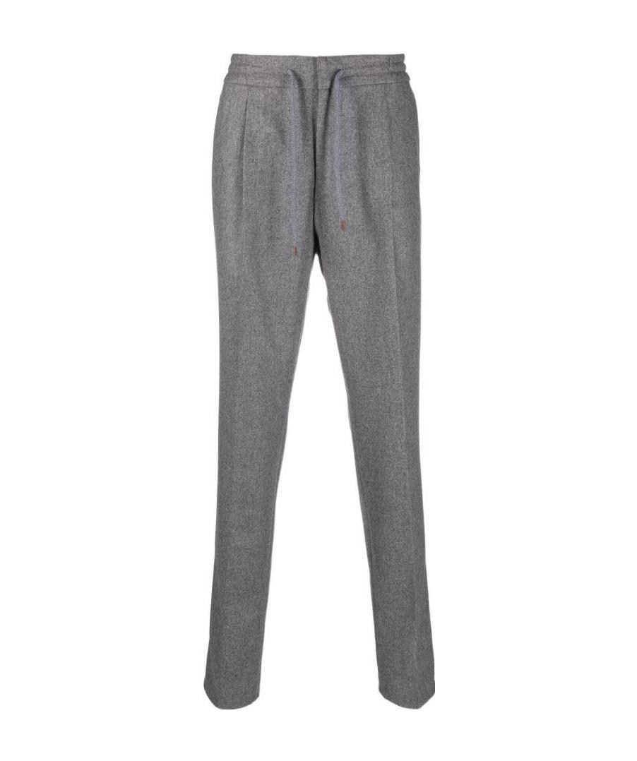 Brunello Cucinelli Pleated Drawstring Trousers In Gray