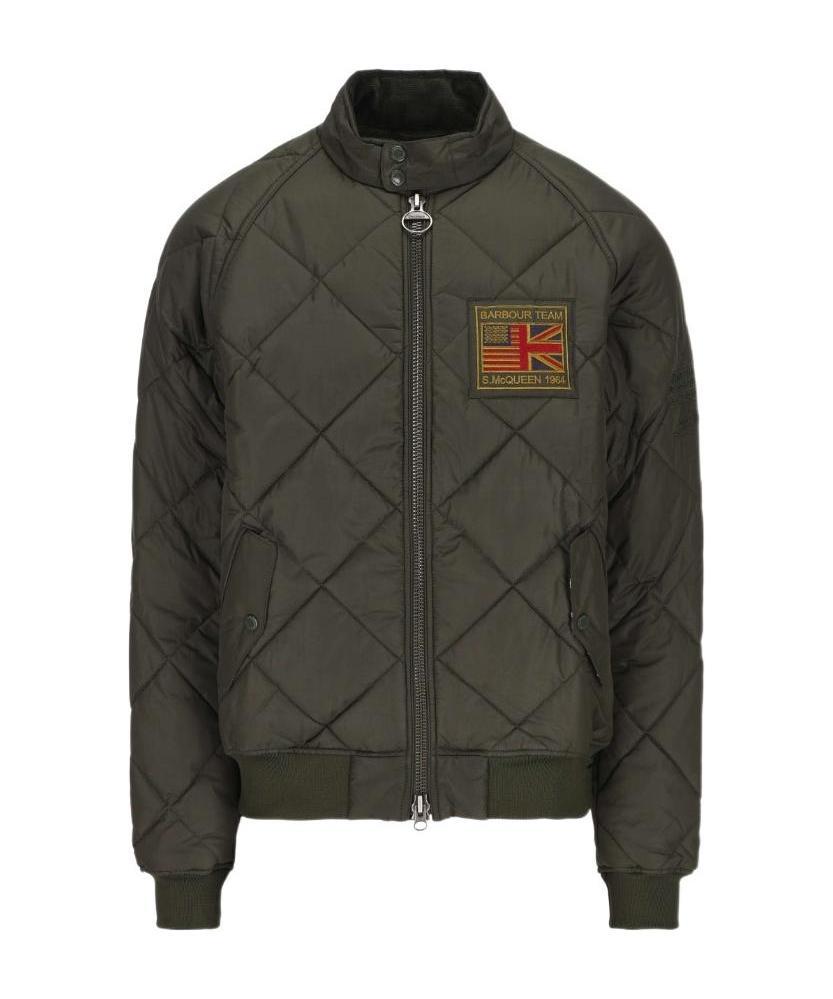 BARBOUR LOGO-PATCH ZIP-UP QUILTED JACKET