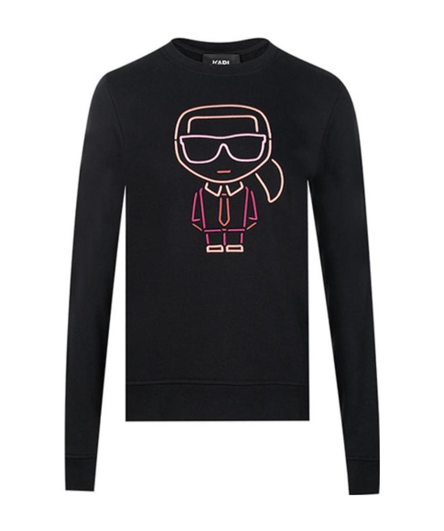 Shop Karl Lagerfeld Embroidered Velvet Hoodie In Black