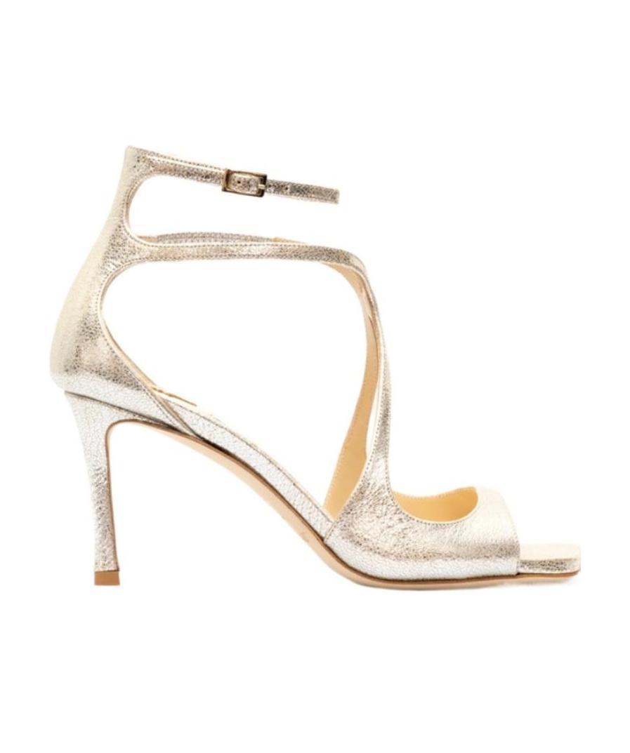 Jimmy Choo Azia 75 Glitter Leather Sandals In Champagne In Metallic